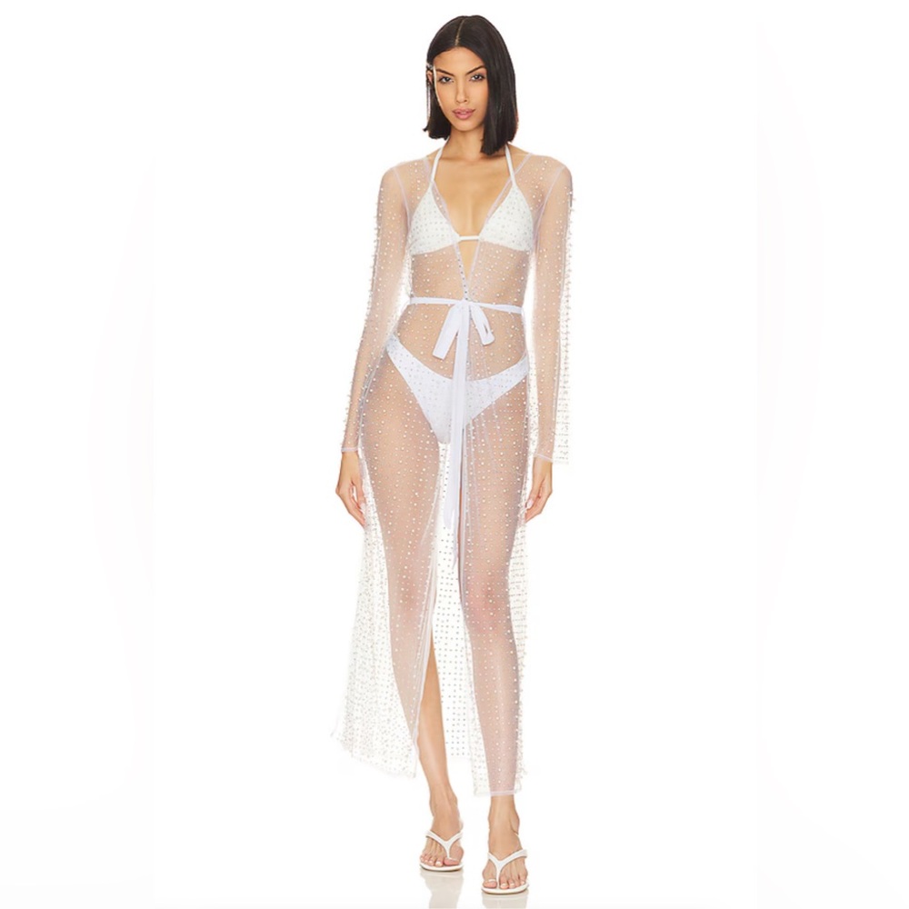 Beach Bunny Sparkly Pearl Mesh Coverup